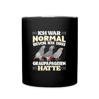 Grau Papagei Bevor ich 3 Graupapageien hatte - Tasse einfarbig - Schwarz - Vorne