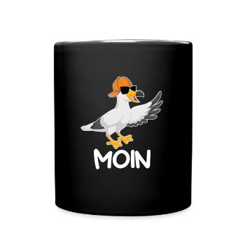 Moin Möwen Vogelfreund Norddeutschland coole Möwe - Tasse einfarbig - Schwarz - Vorne