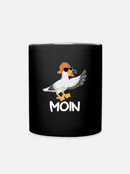 Moin Möwen Vogelfreund Norddeutschland coole Möwe - Tasse einfarbig - Schwarz