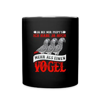 Grau Papagei Bei mir piept´s African Grey - Tasse einfarbig - Schwarz - Vorne
