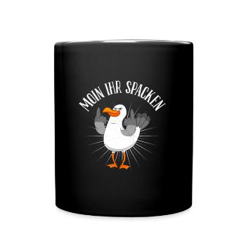 Moin ihr Spacken Good Morning You Fools Möwe - Tasse einfarbig - Schwarz - Vorne
