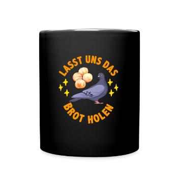 Tauben Lasst uns das Brot holen Pigeons - Tasse einfarbig - Schwarz - Vorne