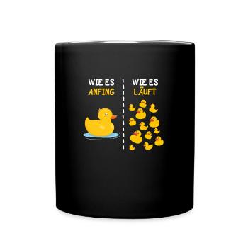 Entenhaltung How it started How it´s going Entchen - Tasse einfarbig - Schwarz - Vorne
