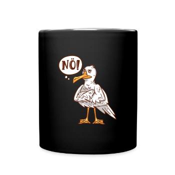Möwen NÖ! Plattdeutscher Vogelliebhaber Shirt - Tasse einfarbig - Schwarz - Vorne