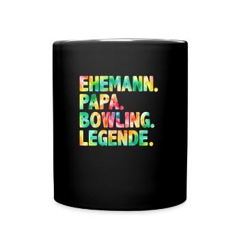 Ehemann Papa Bowling Legende Bowling Shirt - Tasse einfarbig - Schwarz - Vorne