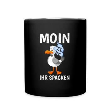 Moin ihr Spacken Möwen Vogelliebhaber Möwe - Tasse einfarbig - Schwarz - Vorne