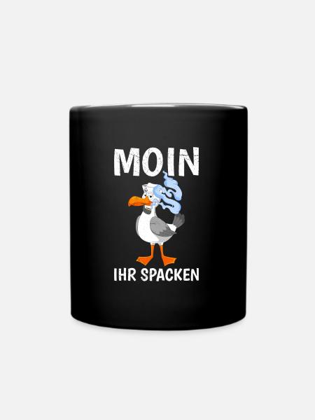 Moin ihr Spacken Möwen Vogelliebhaber Möwe - Tasse einfarbig - Schwarz
