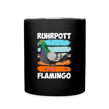 Ruhrpott Flamingo Taubenliebhaber Tauben - Tasse einfarbig - Schwarz - Vorne