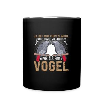 Grau Papagei Bei mir piept´s African Grey - Tasse einfarbig - Schwarz - Vorne