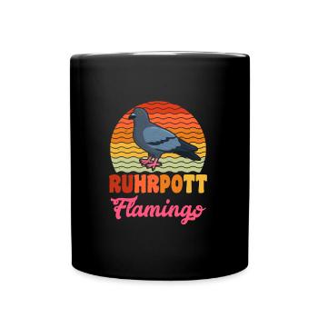 Ruhrpott Flamingo Taubenfreunde Tauben Fan - Tasse einfarbig - Schwarz - Vorne
