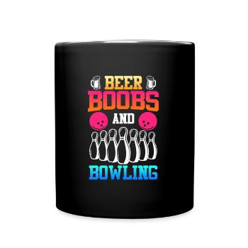 Bowling Beer Boobs and Bowling Beer Fan - Full Colour Mug - black - Front