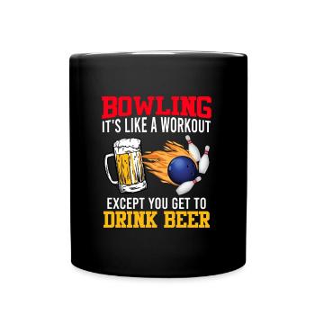 Bowling It ́s like a Workout Bowling Player - Full Colour Mug - black - Front