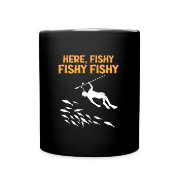 Spearfisher Harpoon Here Fishy Fish Hunt - Full Colour Mug - black - Front