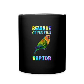 Lovebird Beware of the Tiny Raptor Liebesvögel - Full Colour Mug - black - Front