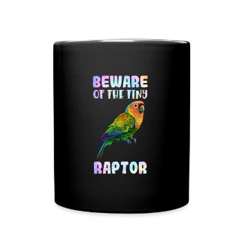 Lovebird Beware of the Tiny Raptor Liebesvögel - Full Colour Mug - black - Front