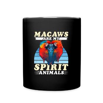 Aras Macaws are my Spirit Animals Macaw Parrot - Full Colour Mug - black - Front