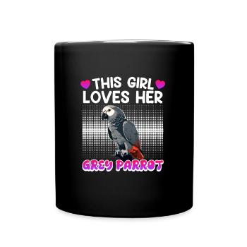 This Girl Loves Her Grey Parrot Girls - Full Colour Mug - black - Front