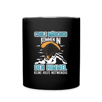 Coole Mädchen kommen in den Himmel Paragliding - Tasse einfarbig - Schwarz - Vorne