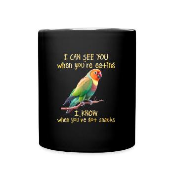 Liebesvögel I can see you when you´re Eating - Tasse einfarbig - Schwarz - Vorne