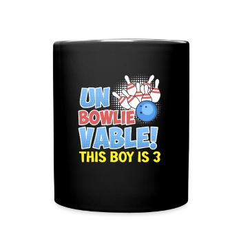 Bday Children's Birthday Unbowlievable! This Boy is 3 - Full Colour Mug - black - Front
