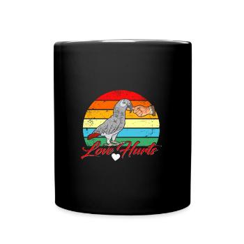 L’amour fait mal au perroquet gris africain - Mug uni - noir - Devant