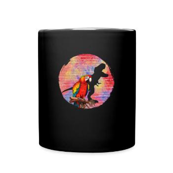 Ara Dinosaurier Fan Papagei Vogelliebhaber - Tasse einfarbig - Schwarz - Vorne