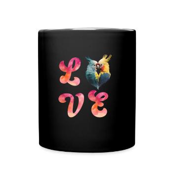 LOVE Cacatoès Cacatoès Perroquets Oiseaux Amour - Mug uni - noir - Devant