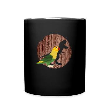 Lovebird Dinosaur Fan Parrot Holder Lovebirds - Full Colour Mug - black - Front