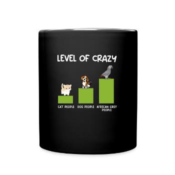 Perroquet gris Niveau des amoureux fous d’oiseaux - Mug uni - noir - Devant