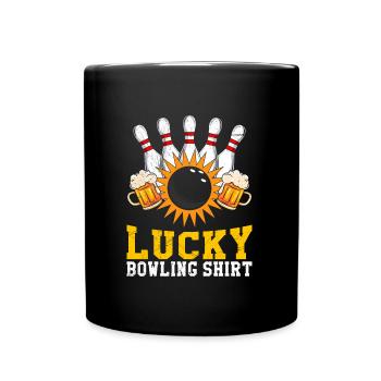 Lucky Bowling Shirt Bowler Bierliebhaber - Tasse einfarbig - Schwarz - Vorne