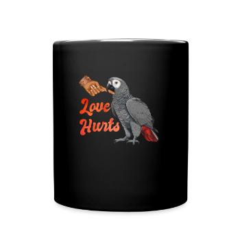 Love Hurts Grey Parrot Holder African Grey - Full Colour Mug - black - Front