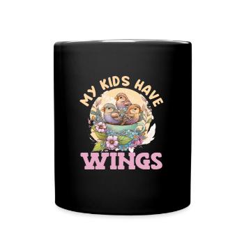 Vogelliebhaber My Kids have Wings Finkenvogel - Tasse einfarbig - Schwarz - Vorne