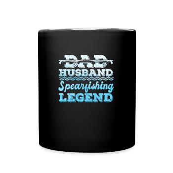 Fischjagd Dad Husband Spearfishing Legend Papa - Tasse einfarbig - Schwarz - Vorne