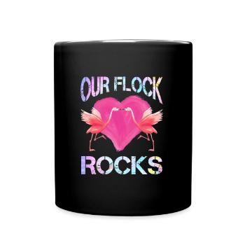Flamingo Mädchen Our Flock Rocks Flamingos - Tasse einfarbig - Schwarz - Vorne