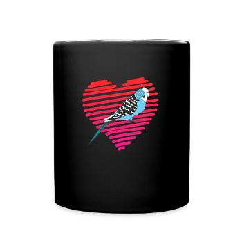 Piepmatz I love Budgies Wellensittich Vogelhalter - Tasse einfarbig - Schwarz - Vorne