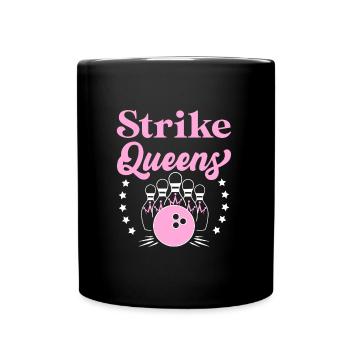 Strike Queens Bowlingspieler Damen Bowlen - Tasse einfarbig - Schwarz - Vorne