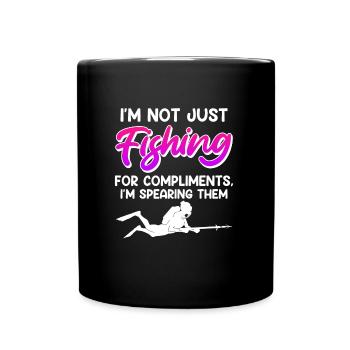 Speerfischen Not just Fishing for Compliments - Full Colour Mug - black - Front