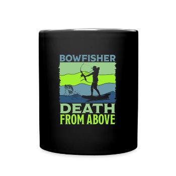 Bogenfischen Bowfisher Death from above Bogenjäger - Tasse einfarbig - Schwarz - Vorne