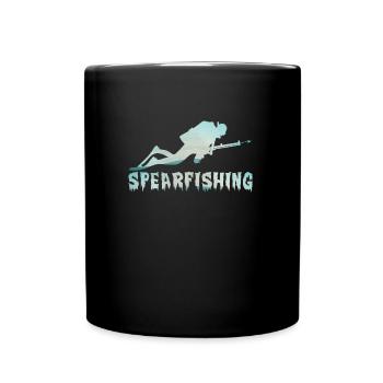 Speerfischer Spearfishing Fischjagd mit Harpune - Tasse einfarbig - Schwarz - Vorne