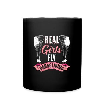Paraglider Women Real Girls Fly Paragliding - Full Colour Mug - black - Front
