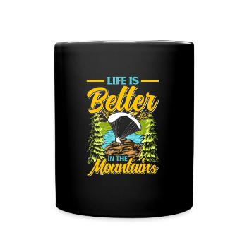 Paraglider Life is Better in the Mountains - Full Colour Mug - black - Front