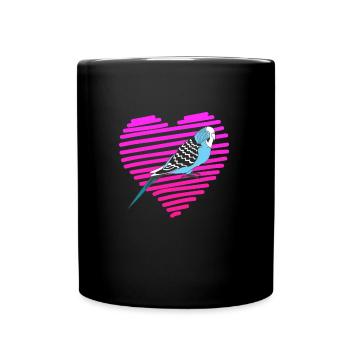 Piepmatz I love Budgies Wellensittich Vogelhalter - Tasse einfarbig - Schwarz - Vorne