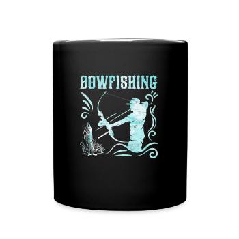 Bogenfischen Bowfishing Bogenjäger Fischjagd - Tasse einfarbig - Schwarz - Vorne