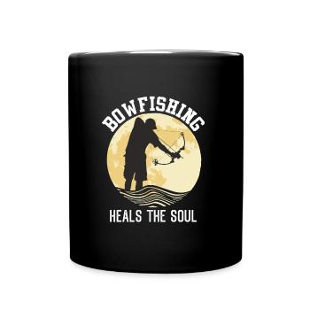 Bowfishing Heals the Soul Bogenfischen - Tasse einfarbig - Schwarz - Vorne