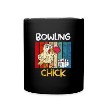 Bowling Huhn Bowlingspieler Frauen Bowlingbahn - Tasse einfarbig - Schwarz - Vorne