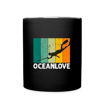 Speerfischen Ozean Liebe Speerfischer Fischjagd - Tasse einfarbig - Schwarz - Vorne