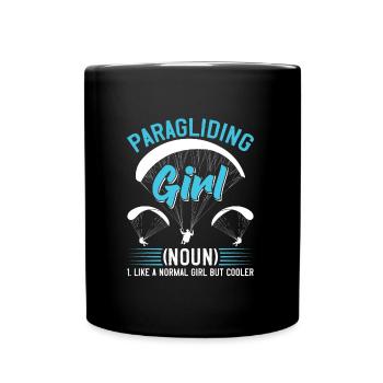 Paragliding Girl Gleitschirmflieger Damen - Tasse einfarbig - Schwarz - Vorne