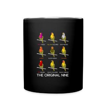 Love Birds The original Nine Lovebirds Parrot - Full Colour Mug - black - Front