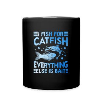 Waller Hobby Angler I fish for Catfish Wels Angeln - Tasse einfarbig - Schwarz - Vorne