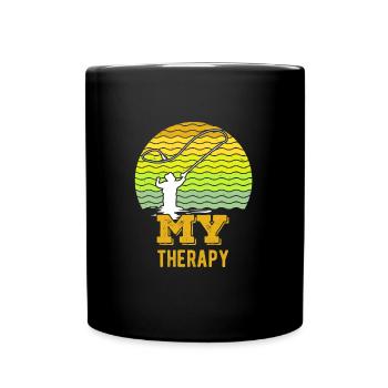 Fliegenfischen My Therapy Fischjagd Angler - Tasse einfarbig - Schwarz - Vorne